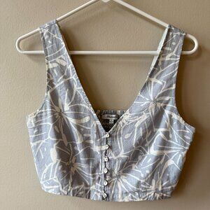 Madewell Blue and White Floral Crop Top